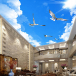 3D seinamaalingute tapeet Kodukaunistus Sinine taevas Valged pilved Lendav lind Lae seinamaalingud Elutoa tapeet magamistoa seintele 3D 200 cm(W) x 140 cm(H)