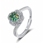 Bague Ringen 1 kat 2 kat v&auml;rviline moissaniit s&otilde;rmus Camellia Design S925 puhtast h&otilde;bedast s&otilde;rmused lihtsad temperamendiga luksuslikud ehted t&uuml;drukutele 1ct adjustable roheline