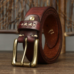 3,8 cm meeste k&otilde;rge kvaliteediga ehtsast nahast rihm Luksuslik disain messingist tihvtidega rihmad Pure Cowskin vintage rihmaga meeste teksad meestele 115cm