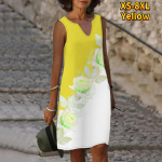 Naiste V-kaelusega suvine valge roosi liblikas lillepaeltega kleit vabaaja varrukateta mood vabaaja vabad seksikad kleidid, suur suurus XS-8XL XS must