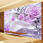 Moodne 3D lilleline tapeet Kaasaegne lihtne romantiline lilla roosi seinamaal Elutoa magamistoaga seinakujundus 200 cm(W) x 140 cm(H)