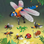 Klassikalised loomingulised ideed Putukad Loomad Ehitusklotsid Mesilane Dragonfly Ants Lend Lepatriinu tigu Model Kit M&auml;nguasjad T&auml;iskasvanutele Lastele