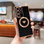Plating Love Heart silikoonist telefoni&uuml;mbris Samsung Galaxy S23 Ultra S22 S21 Plus FE Magsafe juhtmevaba laadimise pehme kaas For Samsung S20 FE roosa