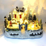 2022 Christmas Snow House Village LED-valgusega helendavad kaunistused muusikaga P&uuml;hade j&otilde;ulupuu kodukaunistusega m&auml;nguasjad 30x22x20 cm yellow
