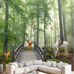 3D toa Metsa tapeet Džungli poni kollakaspunane kaunistus Seinapilt Elutuba Magamistuba Lastetuba Kodukaunistus 200 cm(W) x 140 cm(H)