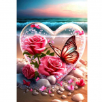 Romantiline rand 5D isetegemise teemantmaal liblikas roos armastus maastik t&auml;isring teemanttikandid mosaiik ristpistes Full Round 20x30CM