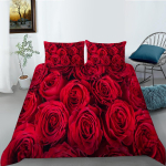 3D roositeemaline voodipesukomplekt Moodne romantiline armastusega tekikott ja padjap&uuml;&uuml;r, mis sobib armastajate ja paaritubade kodukaunistamiseks DE 200x220cm