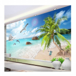 Seinatapeet 3D Meremaastik Scenery Coconut Tree Beach Fresco Elutoa TV Diivan Magamistoa Tapeet 200 cm(W) x 140 cm(H)