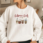 Lorelai Gilmore'i t&uuml;drukute dressipluus Gilmore'i t&uuml;drukute ja kohviga kapuutsiga Stars Hollow Christmas Coffee Crewneck dressipluus Xmas Party Top L valge