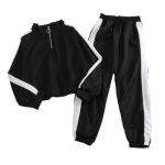 2 tk/komplekt Dressip&uuml;kste komplekt Seista krae t&otilde;mblukk lahtine pehme elastne v&ouml;&ouml;koht pahkluu rihmaga laiad s&auml;&auml;retaskud, v&auml;rviga sobivad naiste s&uuml;giskevad dressid XL hall