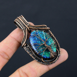 Elupuu Austraalia kolmik opaal kalliskivist puhtast vasest traadist pakitud k&auml;sitsi valmistatud ehteripats 2.95 Inches sinine