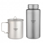 TOMSHOO 1L titaanist veepudel Kerge lekkekindel spordiveepudel 750 ml veekupiga hall