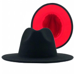 Lihtsad v&auml;lissinine sisemine punane villane vildist jazz Fedora m&uuml;tsid &otilde;hukese v&ouml;&ouml;pandlaga Meeste naiste laia &auml;&auml;rega Panama Trilby Cap 56-58-60cm 56-58CM
