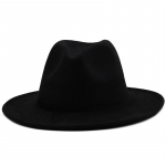 Lihtne laia &auml;&auml;rega musta p&otilde;hjaga Fedora naiste villane viltk&uuml;bar Naiste meeste pidutrilby jazz kirikum&uuml;tsid Lapikujuline Panama m&uuml;ts 55-58CM adjustable