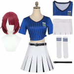 Anime BLUE LOCK Teieri Anri Cosplay Cheerleading Uniform Parukas Topid Seelik V&ouml;&ouml; Sokid T&auml;ielik komplekt Halloweeni karnevalipeo kost&uuml;&uuml;mid L-(Costume+Wig)