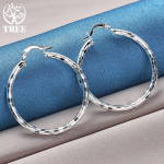 925 Sterling Silver Square 40mm Ring Hoop K&otilde;rvar&otilde;ngad Ehted