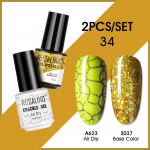 ROSALIND 2tk K&uuml;&uuml;negeel-lakk V&auml;rv Geel-k&uuml;&uuml;nelakk Crackle Geellakiga Praguneva K&uuml;&uuml;nelakiga Kiiresti kuivav Nail Art Geel