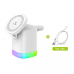 4-&uuml;hes magnetiline juhtmevaba laadija RGB-valgustusega Iphone 12/13/14 Pro/airpods Pro/iwatch jaoks Integreeritud juhtmevaba laadimine as picture valge