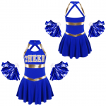 T&uuml;drukute karnevalipidu Halloweeni Cosplay Cheerleading vormiriietus Varrukateta Ristkrossi seljakleit + lillepallid 5-6 Years kuninglik sinine v&auml;rv