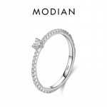 Modian 925 Sterling Silver klassikaline lihtne s&uuml;damekujuline CZ s&otilde;rmes&otilde;rmus naistele pulmapeened ehted Anillo 5 h&otilde;be