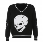 Harajuku Skull Print Y2K lahtine s&uuml;gisene talv kampsun Naiste pulloverid vabaaja kudumid džemprid Korea kampsunid uus S must