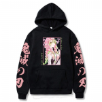 Anime Demon Slayer Kanroji Mitsuri Pusad Pikkade varrukatega Pusad Y2K Riided Unisex Jaapan Manga Graafika Pullover Topid L must