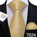 Lipsukomplekt meestele Kuldse triibuga Paisley kaelaside siidist lipsu tasku kandilised mansetin&ouml;&ouml;bid pulmapeoks N-7024