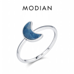Modian 925 Sterling Silver Moon Blue Natural Crystal S&otilde;rmused Moepidu Lihtsad Ehted Naistele Br&auml;ndi kingitused 5 h&otilde;be