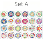 24 tk. DIY Mandala maalimis&scaron;abloonid Joonistuslaua v&auml;rvimisvahendid Puitplaatide jaoks Kangas K&auml;sit&ouml;&ouml; kunst Kodukaunistus Set A