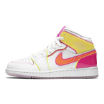 Air Jordan 1 Mid SE GS Edge Glow Laste tossud Valge Hyper-Crimson Roosa-Blast CV4611-100 38