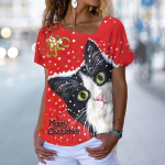 Moodne kassi T-s&auml;rk Naiste V-kaelusega T-s&auml;rgid Vintage punased j&otilde;uluriided Suvised &scaron;ikid &uuml;lisuured naisteriided 2023 Uus s&auml;rk M