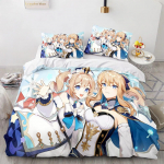 Genshin Impact voodipesu komplekt M&auml;ng 3D Prinditud voodipesu tekk Pehme tekikottide komplektid Kodutekstiil Queen King Size T&uuml;drukule Lastetoa sisustus Eu Single 135x200cm