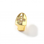 Uus toode Mikro inkrusteeritud tsirkoonist rist &uuml;he hamba kullast hambapesa Euroopa hip-hop hipsteri kuldhammaste lahe kaunistus