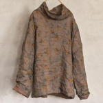 Johnature naiste vintage pulloverparkid, pikkade varrukatega kilpkonnakaelus pluss puuvillased mantlid, prinditud lillelised naiste soojad parkad One Size roheline
