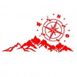 Kompassi m&auml;gede autokujulised helkurkleebised maasturi maastikukaunistusega kleebis punane