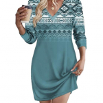 Naistekleit Retro geomeetrilise prindiga gradientkontrast, pluss suurus, v&auml;rviline pikkade varrukatega avar seksikas pullover, pehme hingav p&otilde;lve kohal L punane