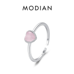 MODIAN 925 Sterling h&otilde;bedane roosa kristalls&uuml;damed, opaal, avatud suurus 6-8 s&otilde;rmega s&otilde;rmus Magus lihtne peen ehe naistele s&uuml;nnip&auml;evakingitus h&otilde;be