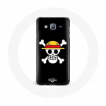 &Uuml;mbris Samsung Galaxy J7 2016 One Piece Manga Skull musta taustaga