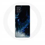 &Uuml;mbris Samsung Galaxy A71-le Sinise halli ja musta v&auml;rvi mitmev&auml;rvilised suitsupilved mustal taustal
