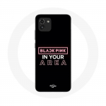 Coque pour Samsung Galaxy A03 Blackpink in Your Area Fond Noir Logo Rose