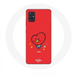Coque pour Samsung Galaxy A71 BTS Bangtan Gar&ccedil;ons BT21 TATA V Fond Rouge