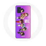 Coque pour Samsung Galaxy A51 BTS TinyTAN Animation Affiche RM Jin Suga J-Hope Jimin Jungkook Et V Mic Drop Danse