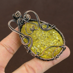 Natural Yellow Rough Crystal Stone Handmade Copper Wire Wrap Pendant 3.15 d3e93