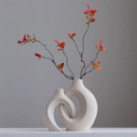 2 tk/komplekt P&otilde;hjamaade keraamiline valge matt vaas unikaalse kujuga disain h&uuml;dropooniline lilleseade Ornament elutoa veranda t&ouml;&ouml;laua sisekujundus