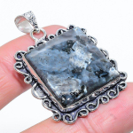 Natural Larvikite Stone Gemstone 925 Sterling Silver Gift Pendant 1.81 p8z85
