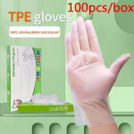 100 tk/karbis kindad TPE &uuml;hekordselt kasutatavad kindad l&auml;bipaistvad libisemiskindlad t&ouml;&ouml;ohutus Toidukvaliteediga majapidamispuhastuskindad &Uuml;hekordsed kindad Size L