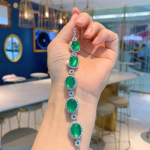 Nephriitkaltsedon, Smaragdroheline, Fluorestseeruv k&auml;ev&otilde;ru, &Uuml;mmargune, Teemantidega kaunistatud, Jadeiitkivist k&auml;ev&otilde;ru, Naiste k&auml;sit&ouml;&ouml;, S&uuml;nnip&auml;evakingi ehted Adjustable size