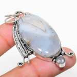 Natural Botswana Agate, White Topaz 925 Sterling Silver Pendant 2.36 b8g57