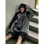 T&auml;navar&otilde;ivad 90ndate pikkade varrukatega T-s&auml;rk Naiste Vintage Harajuku hall Pullover Pusad Suured Retro Patchwork Print T-s&auml;rgid S hall v&auml;rv