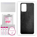 apgo Protective Skin Sticker for the back compatible with Realme Narzo 50i, Wrap Film, Foil, Vinyl - Pattern Black Leather